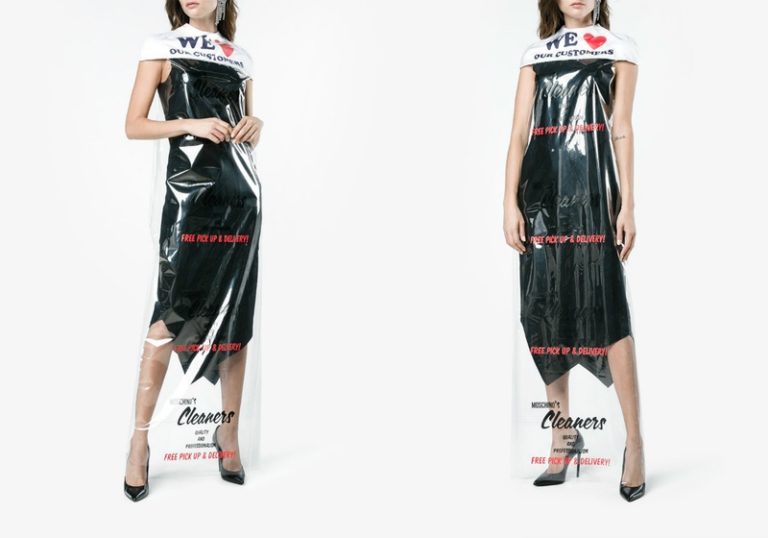 Peperdure jurk van Moschino lijkt op zak van stomerij