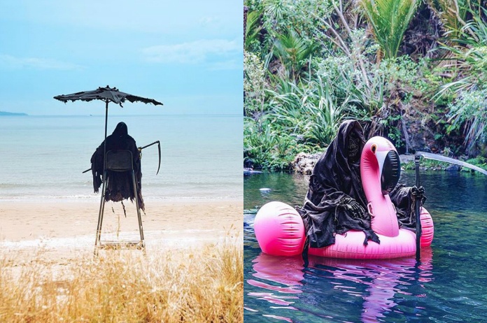 Deze ‘Swim Reaper’ is de strandversie van Pietje de Dood
