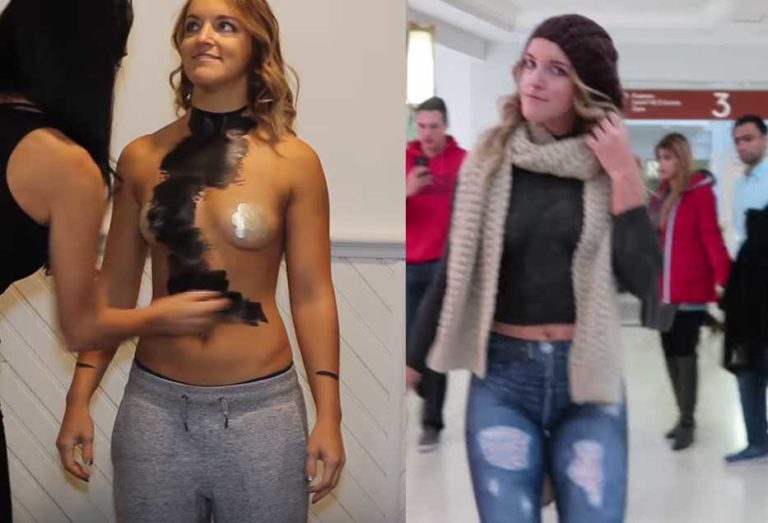 Deze halfnaakte dame draagt niet veel meer dan een laagje verf. Maar zou jij het merken?  (video)