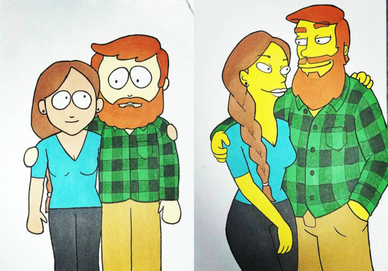 Creatieveling tekent zichzelf en vriendin in 10 verschillende cartoonstijlen