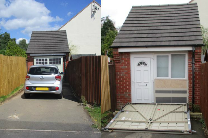 Gewiekst koppel verbergt huis achter garagedeur