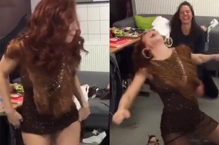 Natalia gaat voor haar optreden even volledig los (video)