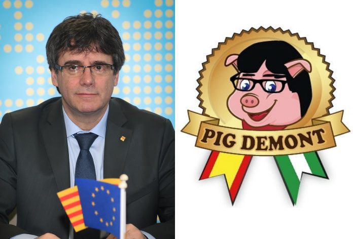 Puigdemont wil hesp van ‘Pig Demont’ uit de rekken