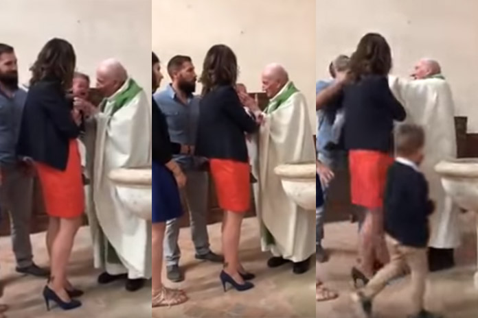 Karma: Priester die kind mepte tijdens doopsel krijgt zijn verdiende loon