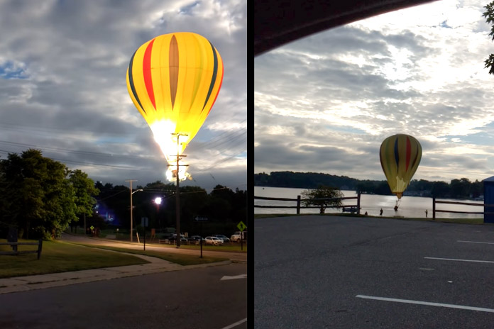 WOW: Luchtballon vliegt te laag en raakt elektriciteitskabels. En dat levert deze straffe beelden op! (video)