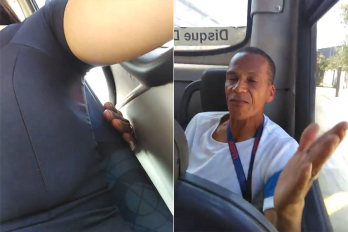 Handtastelijke man op bus probeert zijn ‘ding’ te doen, maar dan grijpt dame kordaat in! (video)