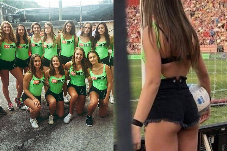 Ophef: jonge meisjes in hotpants vervangen ballenjongens, maar daar is niet iedereen mee gediend (foto’s)