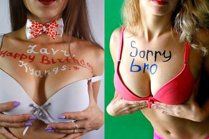 Jouw persoonlijke boodschap op een weelderige boezem? Het kan! (foto’s)