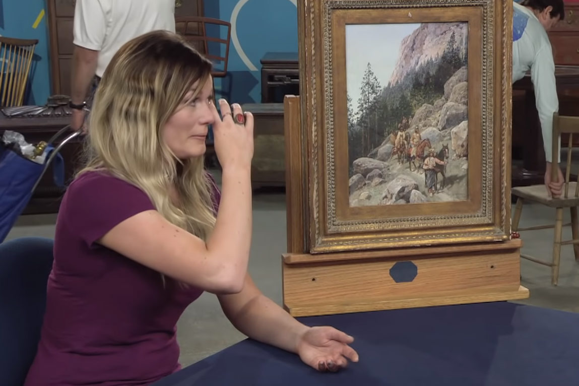 Vrouw barst in tranen uit wanneer ze hoort hoeveel dit schilderij dat ze als erfenis kreeg écht waard is (video)