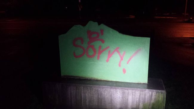 Vandalen hebben spijt en spuiten ‘sorry’-graffiti