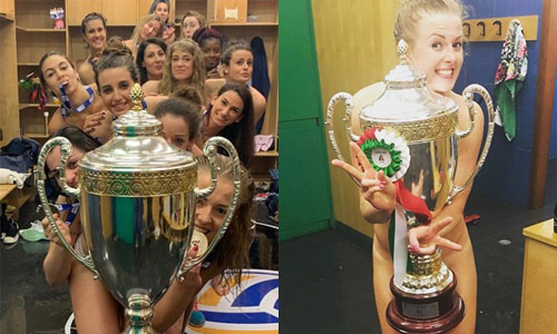 Vrouwenvolleybalploeg viert overwinning met deze pikante foto’s