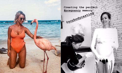 Kat Kerkhofs poseert met flamingo, Astrid Coppens vereeuwigt haar bolle buik en Evi Hanssen straalt in kleedhokje (foto’s/video)