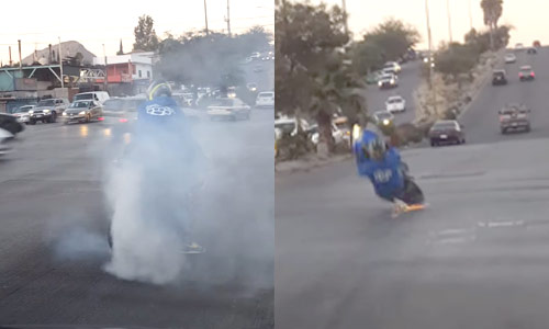 Motard wil stoer doen aan verkeerslicht, maar dan gaat het FOUT (video)