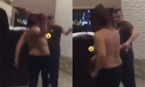 Halfnaakte dame valt buitenwipper aan met bh omdat ze club niet binnen mag (video)