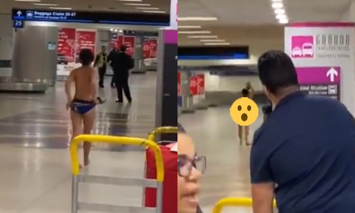 WTF: Dame (27) komt toe op luchthaven en gaat meteen VOLLEDIG uit de kleren (NSFW-video)
