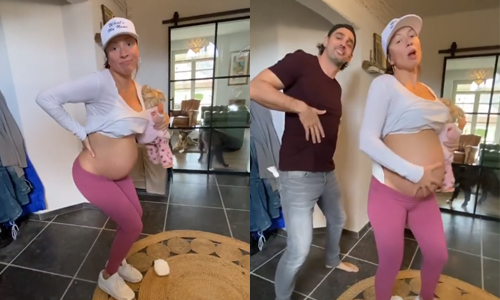 Hoogzwangere Natalia doet dit leuke dansje in afwachting van bevalling (video)