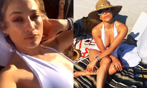 Jennifer Lopez (50) geniet in badpak op het strand (video)