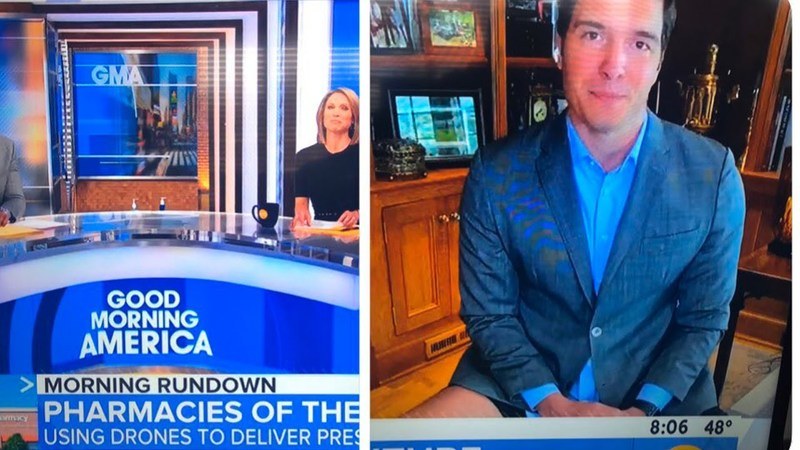 VIDEO. Journalist vergeet nogal cruciaal kledingstuk op televisie