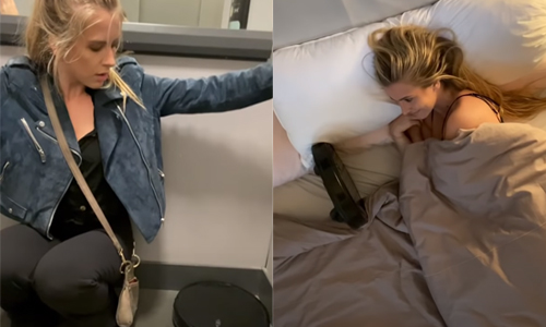 HILARISCH: Vrouw beleeft tijdens lockdown romantische tijd met… haar robotstofzuiger (video/foto’s)