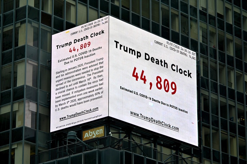 Donald Trump krijgt z’n ‘dodenklok’ op Times Square