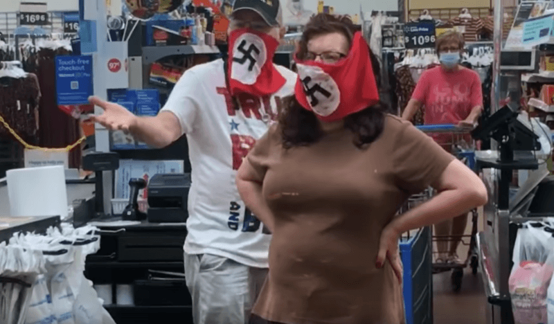 Shoppers met nazi-mondmaskers shockeren, maar: “Ik ben geen nazi” (video)