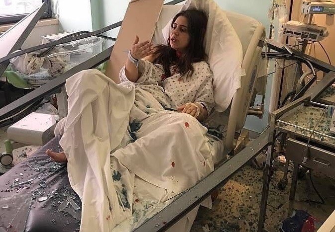 Vrouw bevalt tijdens explosie in Beiroet. (video)