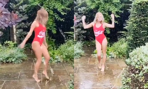 ‘Britain’s Got Talent’-jurylid Amanda Holden laat zich even volledig gaan in badpak (video)