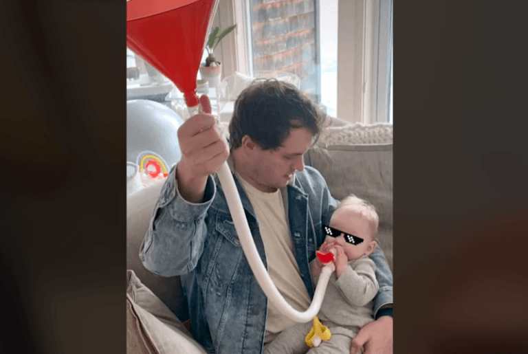 Vader maakt ‘beer bong’ voor dochtertje, maar heeft daar een goede reden voor (video)