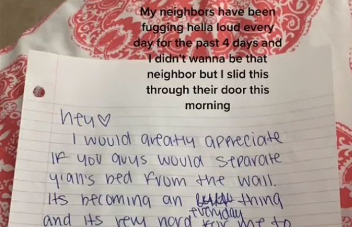 Vrouw klaagt over seksgeluiden van buren, maar hun antwoord is HILARISCH!