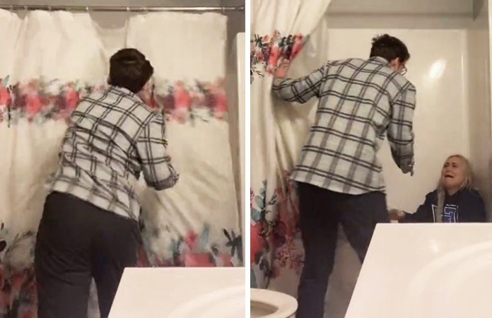 Prank met vriendin in douche gaat PIJNLIJK fout: “Waarom doe je dat nu?” (video)