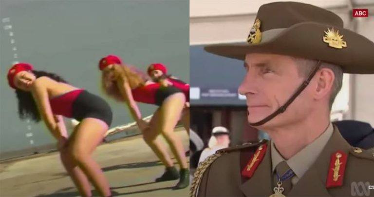 Twerkende danseressen ‘overschaduwen’ ceremonie voor nieuw oorlogsschip (video)