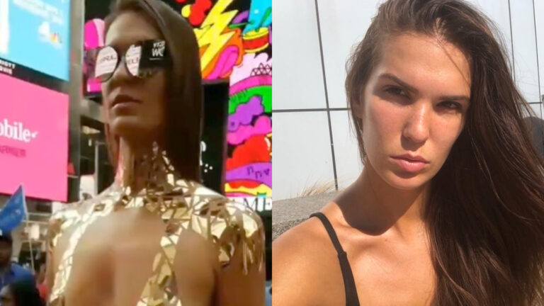 Model draagt énkel een beetje tape op drukke Times Square. Kijkers reageren: “Zo dapper!” (video)