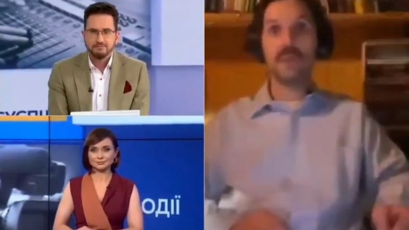 Naakte dame verstoort tv-interview met expert. Presentatoren reageren droogjes: “We komen later even terug” (video)