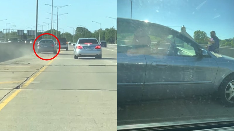 Heldhaftige automobilisten rijden wegpiraat klem op snelweg: “Geef je sleutels af!” (video)