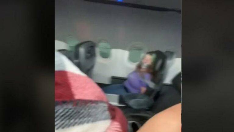 Vrouw vastgetapet in vliegtuigstoel nadat ze «steward beet en de deur wou openen» (video)