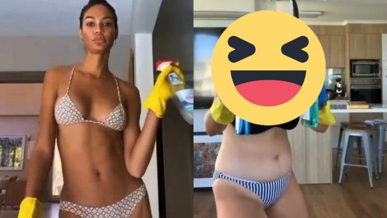 Supermodel toont hoe ze ‘kuist’ in bikini. Maar dan maakt deze dame er een HILARISCHE parodie op! (video)