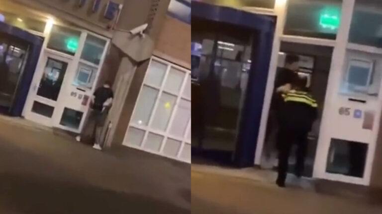 Wildplassen tegen een politiekantoor? Dat was niet zijn beste plan… (video)