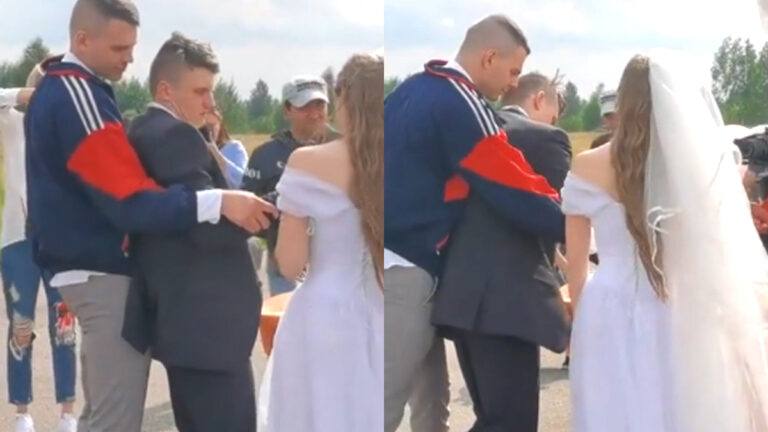 Deze bruidegom had duidelijk iéts te veel gedronken de avond voor zijn huwelijksdag (video)