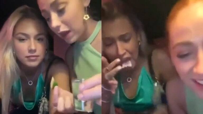 WOOPS: Dame heeft duidelijk nog wat moeite met shotje tequila (video)