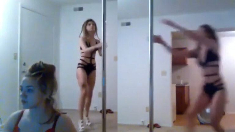 Paaldanseres moet nog wat oefenen. En dat ondervindt haar vriendin aan den lijve! (video)