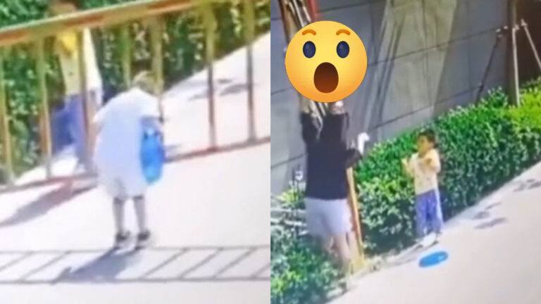 Moeder maant kinderen aan om door hek van slagboom te kruipen. Maar plots? LEVENSGEVAARLIJK! (video)