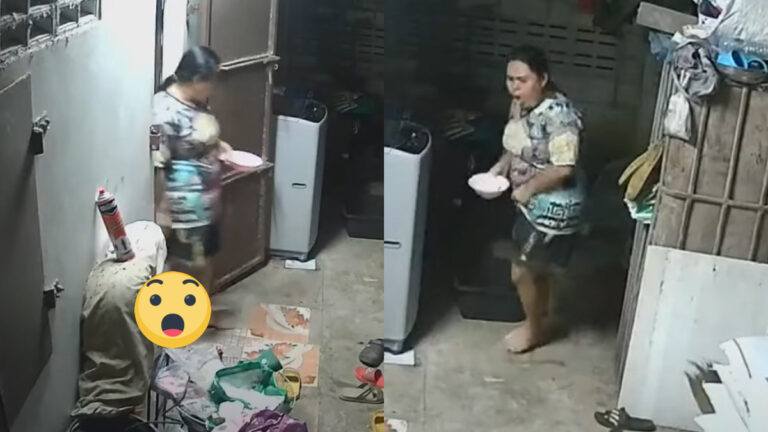 Dame hoort vreemd geluid rond huis en gaat even kijken. Niet veel later GILT ze het uit! (video)