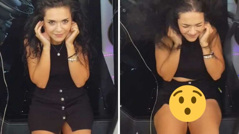Luidsprekers van auto hebben zo’n harde bas dat rokje van vrouw omhoog vliegt (video)