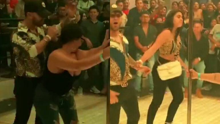 Man geniet van vrouwelijke aandacht in club. Maar dan grijpt zijn JALOERSE vriendin ostentatief in! (video)