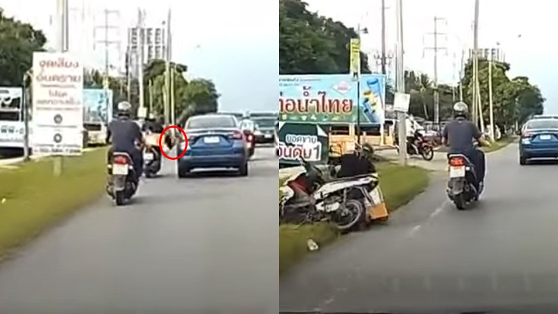 Man op scooter wil wraak nemen op onaandachtige automobilist. Maar dat was GEEN goed plan! (video)