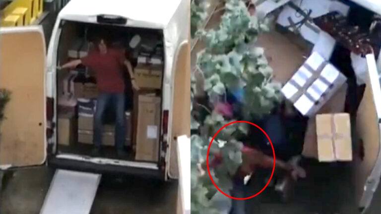 WOW: Inladen van verhuisbusje gaat op STEVIGE wijze fout! (video)
