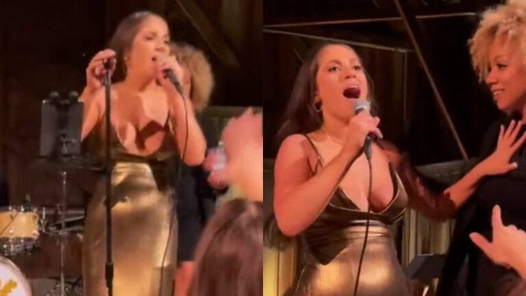 Jolig bruidsmeisje geeft beste van zichzelf op podium. Maar dan valt ze door de mand! (video)