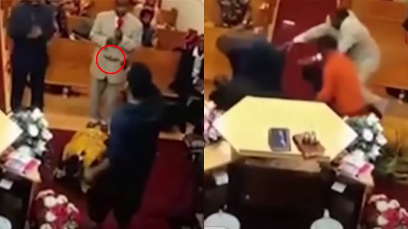 Gewapende man zorgt voor onrust in kerk. Heldhaftige pastoor grijpt VLOTJES in! (video)