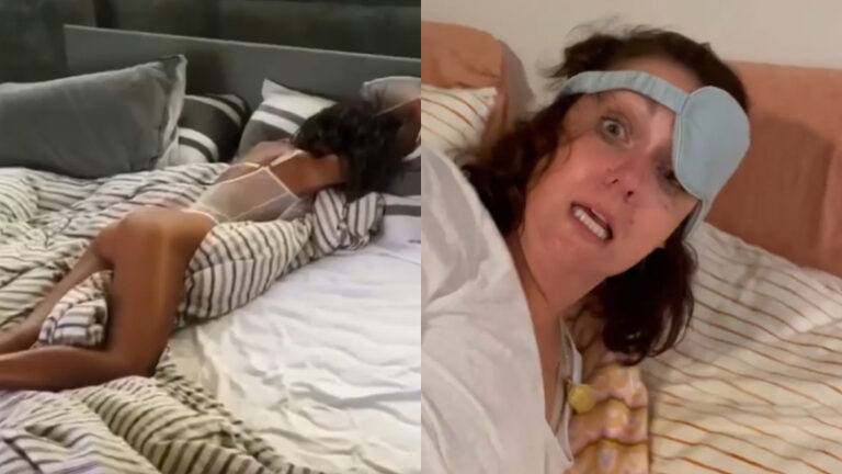 Dame maakt realistische parodie op filmpje van ‘slapend lingeriemodel’. Het resultaat? HILARISCH! (video)