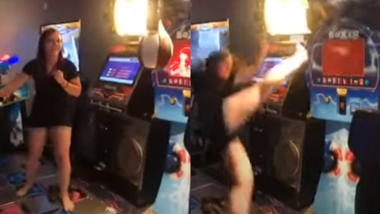 Dame wil boksbal even een flink lesje leren. Maar dan? AUCH! (fails)